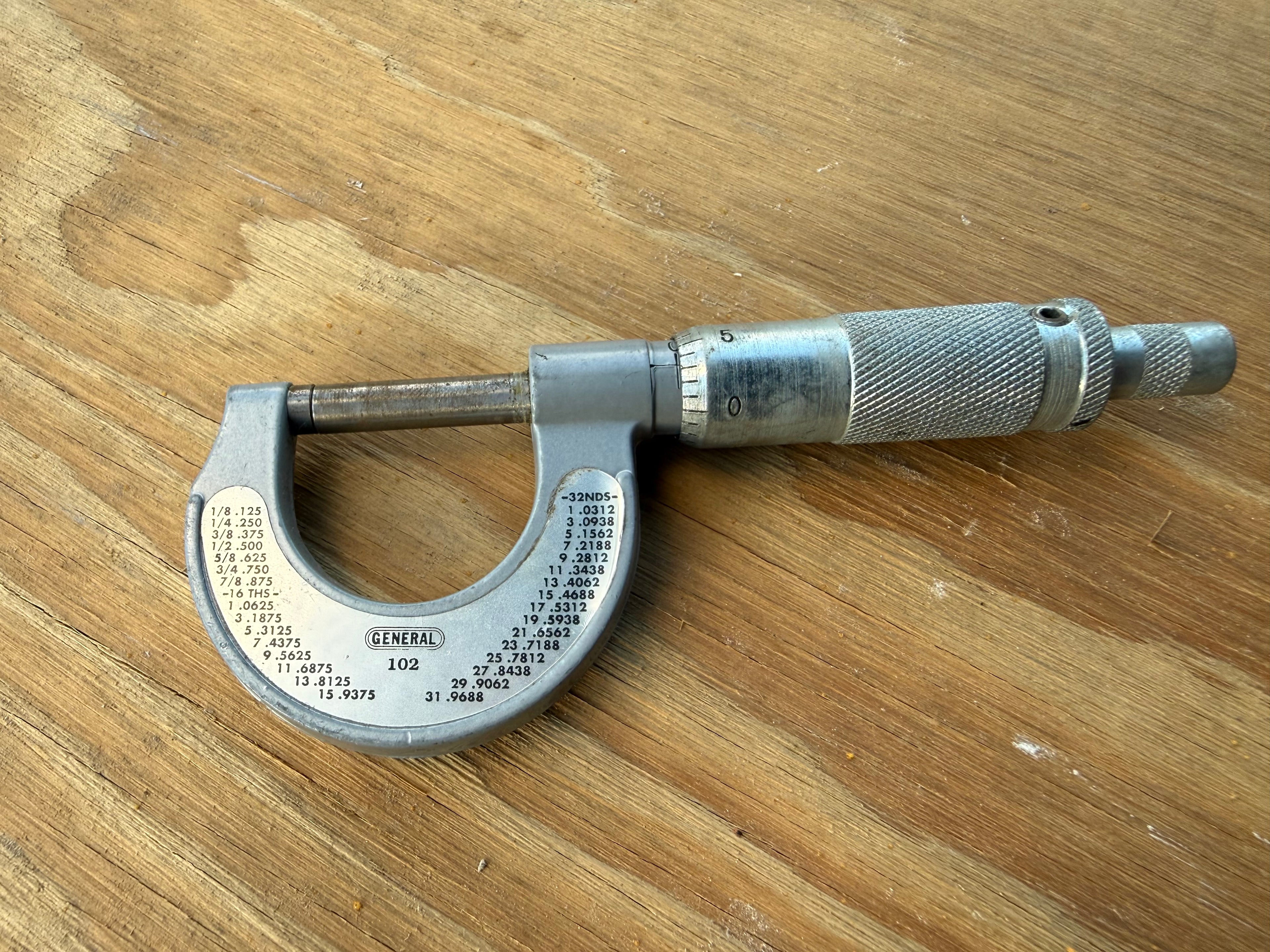 Vintage General Tools No. 102 Outside Micrometer | 0–1" | Made in USA